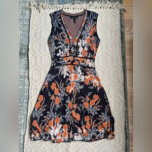 BCBGMaxAzria Black and Orange Floral Y2K Mini Dress